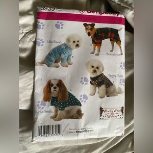 Simplicity 3939 Sewing Pattern Use to Make Dog Clothes in Three Sizes